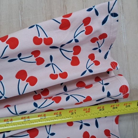 Dot Dot Smile Girly Cherry Print Flutter Sleeve Fit & Flare Flowy Dress Pink - Picture 6 of 9